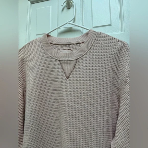 Aerie Light Pink Waffle Knit Crewneck Sweater - Picture 2 of 9